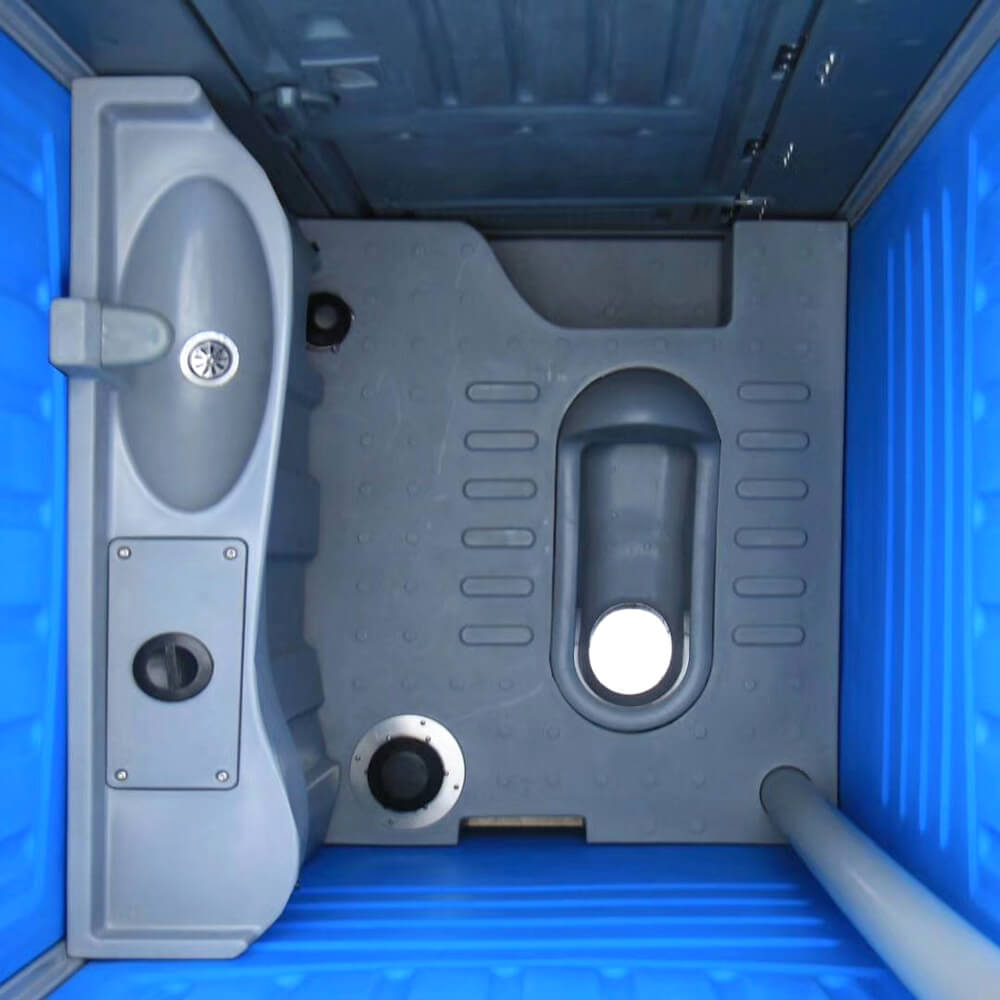 Top view of squatting plastic prtable toilet