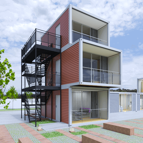 prefab duplex under the blue sky