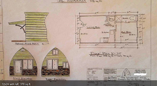 Arched Cabins small prefab floorplan