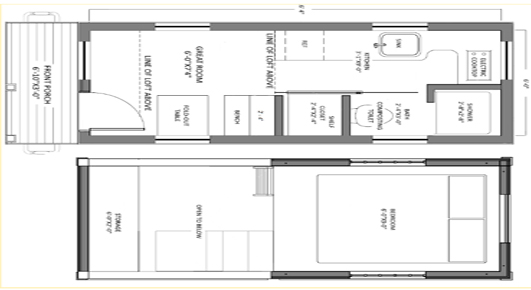 Roving small prefab house floorplan