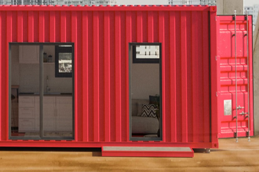 Red container home by The Luckdrops