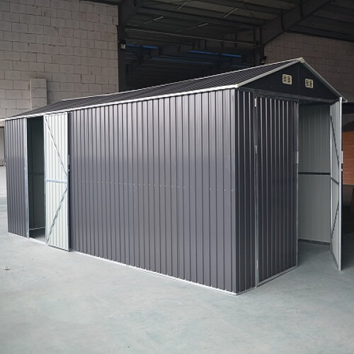 container garage in grey in a factory