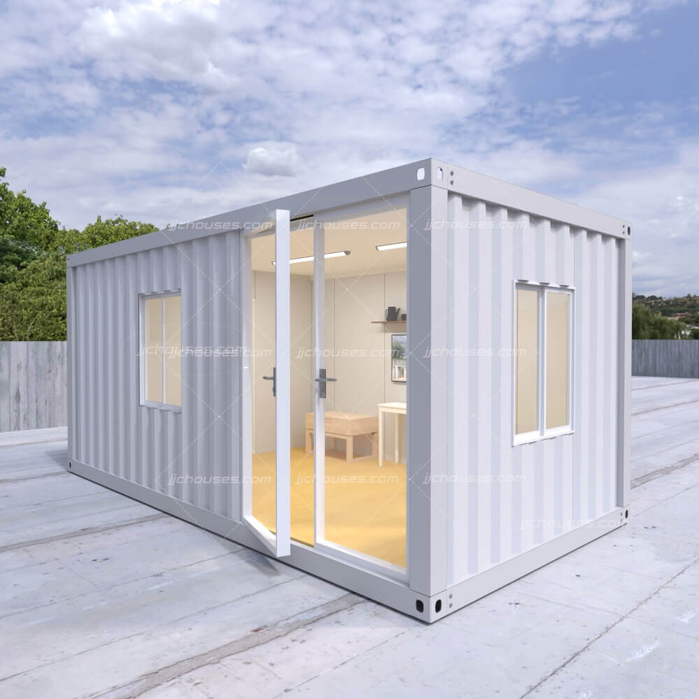 shipping container with glass door