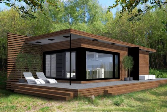 Container home with large windows