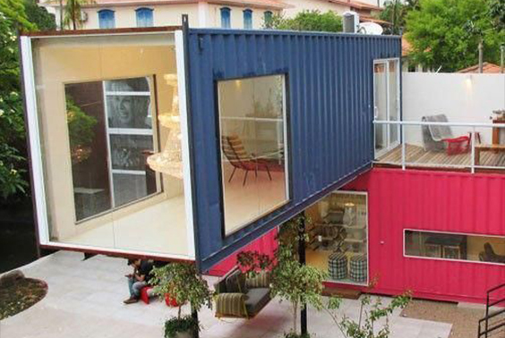 Shipping container home with deck