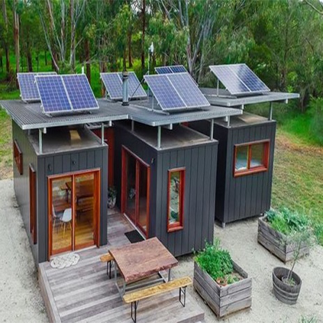 Shipping container home with solar panels